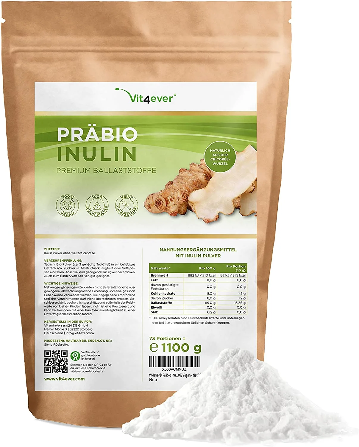 FitnessFocus Produkte Präbio Inulin Pulver von vit4ever Ballaststoffe